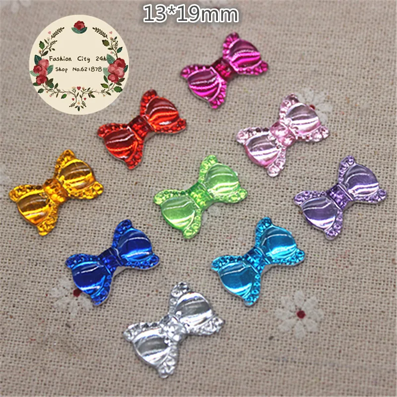 

100pcs 13*19mm cute resin bowknot flatback cabochon DIY hair bow center scrapbooking