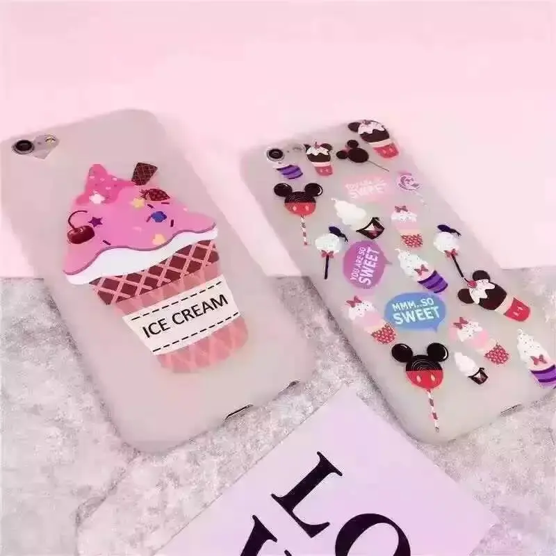 10 шт./лот Любовь Мультфильм Минни Микки Мороженое Мягкие TPU Телефон Чехол Для Iphone 6