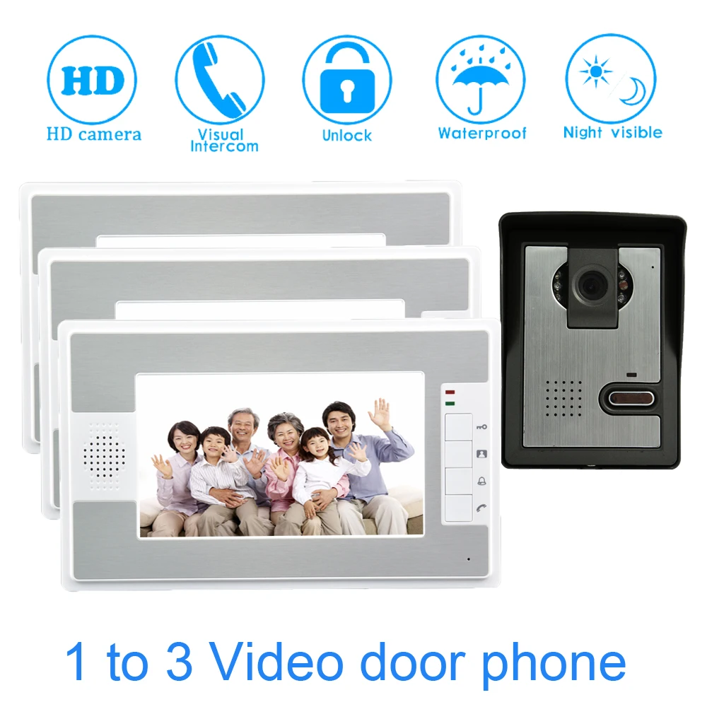 Семья от одного года до трех видео-телефон двери Система 7 дюймов монитор