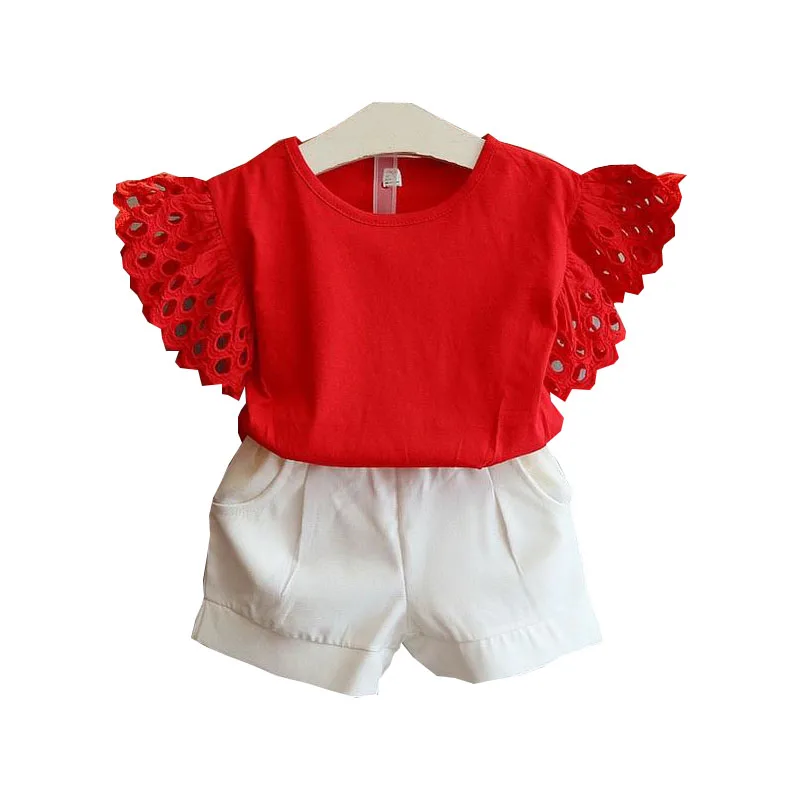 DFXD/2017 г. Комплект одежды для детей летняя одежда маленьких девочек Однотонная