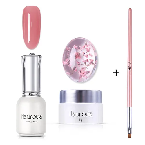 3Pcs Set3 Harunouta цветочный УФ гель сушеные цветы желе розовый дизайн ногтей гель лак инструмент, кисточка для ногтей 3D DIY Дизайн ногтей маникюрный набор - Цвет: 3Pcs Set3