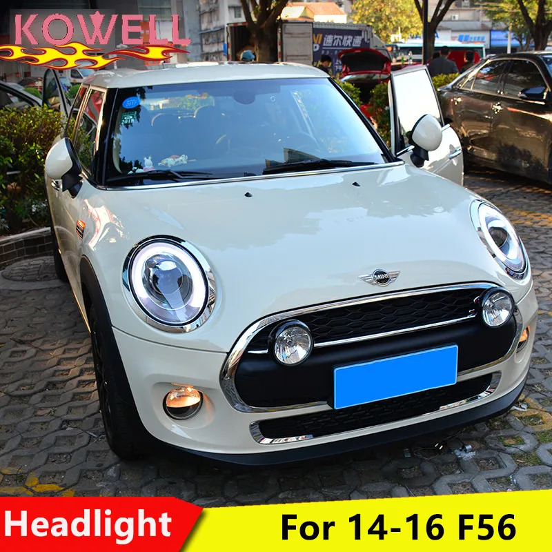 

KOWELL автомобильный Стайлинг для мини F56 cooper головной светильник s для F56 светодиодный налобный фонарь Ангел глаз светодиодный DRL передний све...