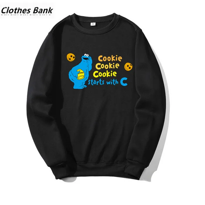 The Sesame уличное печенье монстр Забавный принт забавные хип хоп Crewneck толстовки зима