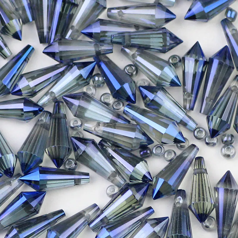 Ink Blue WLYeeS 6*15 мм конусные Австрийские хрустальные бусины 50 шт./лот, стеклянные бусины в форме капель для изготовления браслетов своими руками - Цвет: Ink Blue