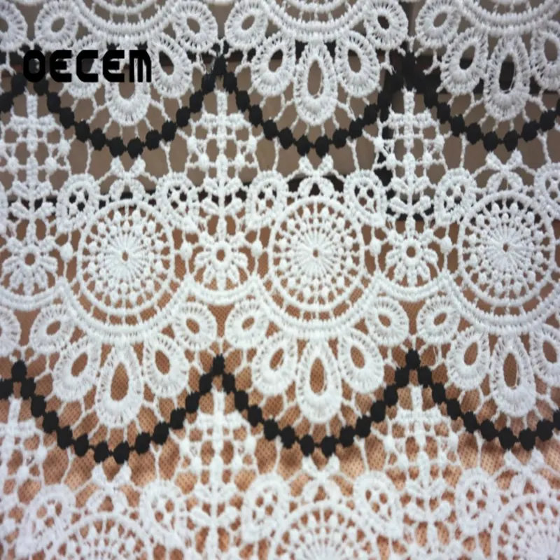 OECEM высокое качество водорастворимый вышитый полиэстер кружево молочный шелк