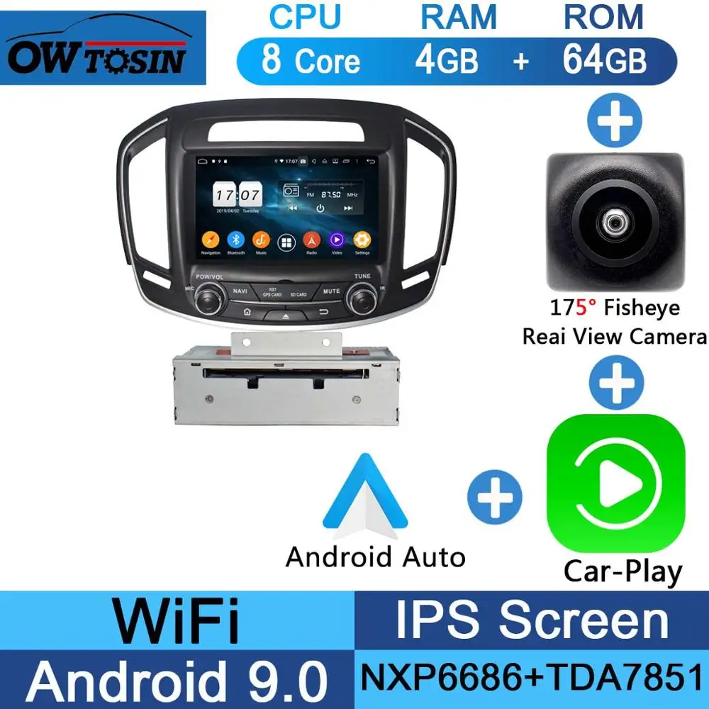 " ips 8Core 4G+ 64G Android 9,0 автомобильный DVD радио gps для Buick Regal Vauxhall Insignia/Opel Insignia DSP CarPlay - Цвет: Fisheye Carplay n A