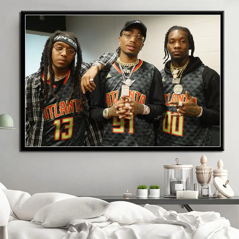 P623 Migos Trap Rap Music Star Hip Hop Rapper Art Painting Silk Canvas Poster Wall Home Decor | Дом и сад