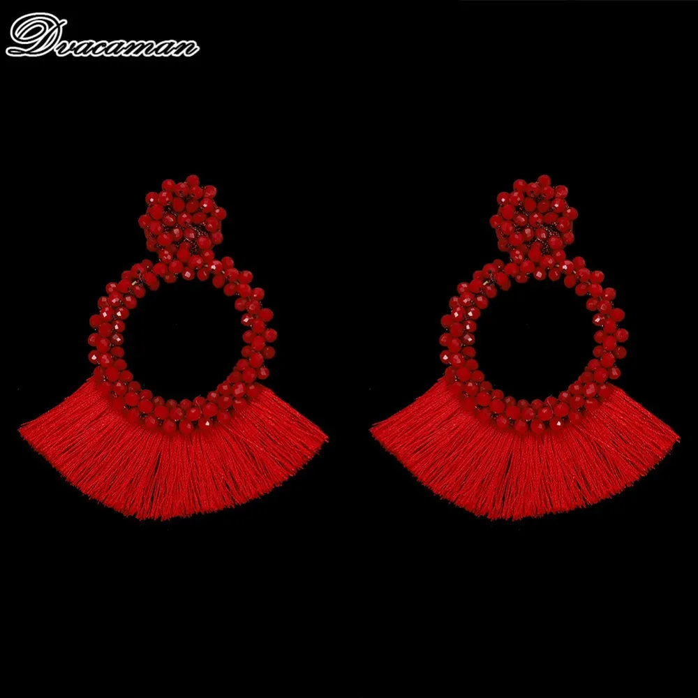 Dvacaman Boho дизайнерские длинные висячие серьги с кисточками для женщин модные полимерные массивные серьги этнические, праздничные ювелирные изделия в подарок