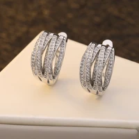 luxury female earrings jewelry silver plated cross round with aaa zircon crystal hoop earrings women jewelry accessories