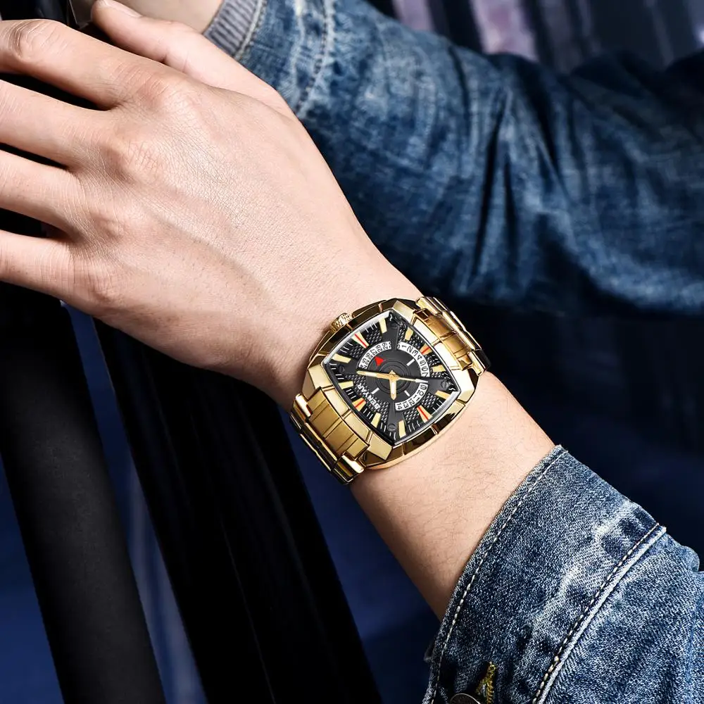 

New Men's Watches Benyar Fashion Casual Gold Watch Men Top Luxury Brand Waterproof Steel Quartz Wrist Watches Mens Reloj Hombre