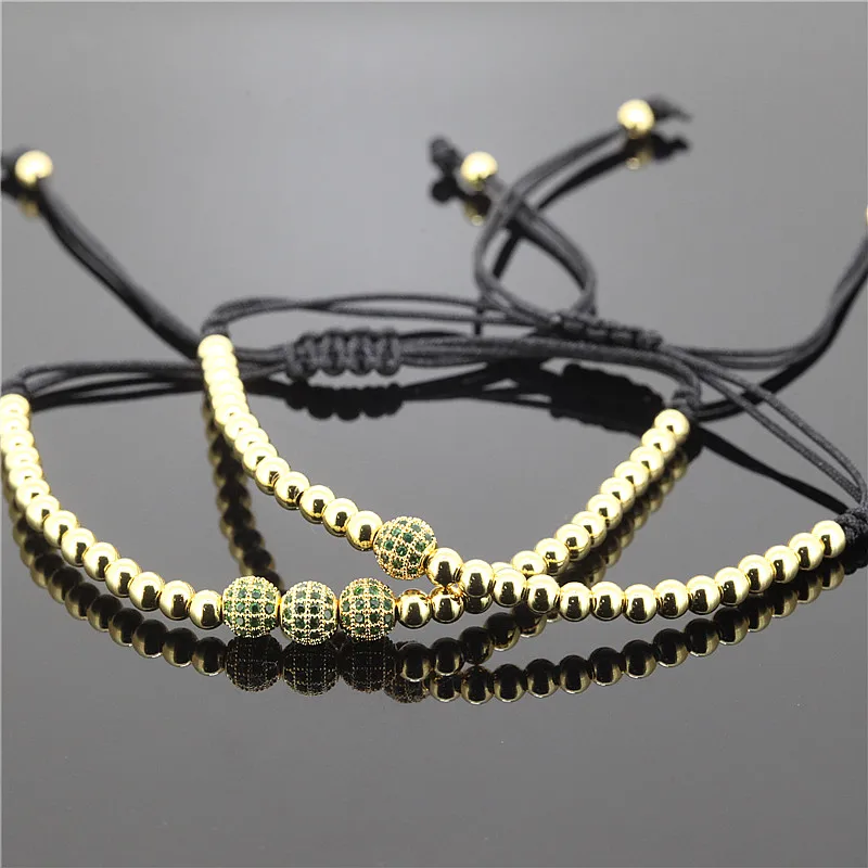 green ball gold bead 2 шт. брелки, Anil arjandas MACRAME Браслет Fit Для мужчин 4 мм Медь бусины 6 мм Micro Pave CZ Briading регулируемый браслет - Окраска металла: green ball gold bead
