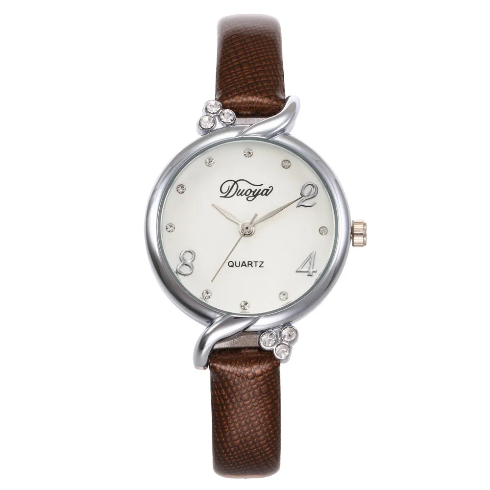 2019 новые кварцевые круглые наручные часы Reloj Mujer женский модный кожаный браслет