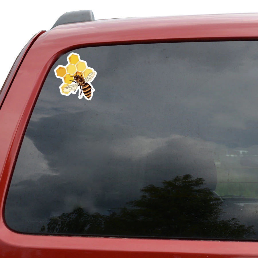 

YJZT 14.2CM13.8CM Interesting Lovely Cartoon Bees Colored PVC High Quality Car Sticker Decoration Graphic C1-5199