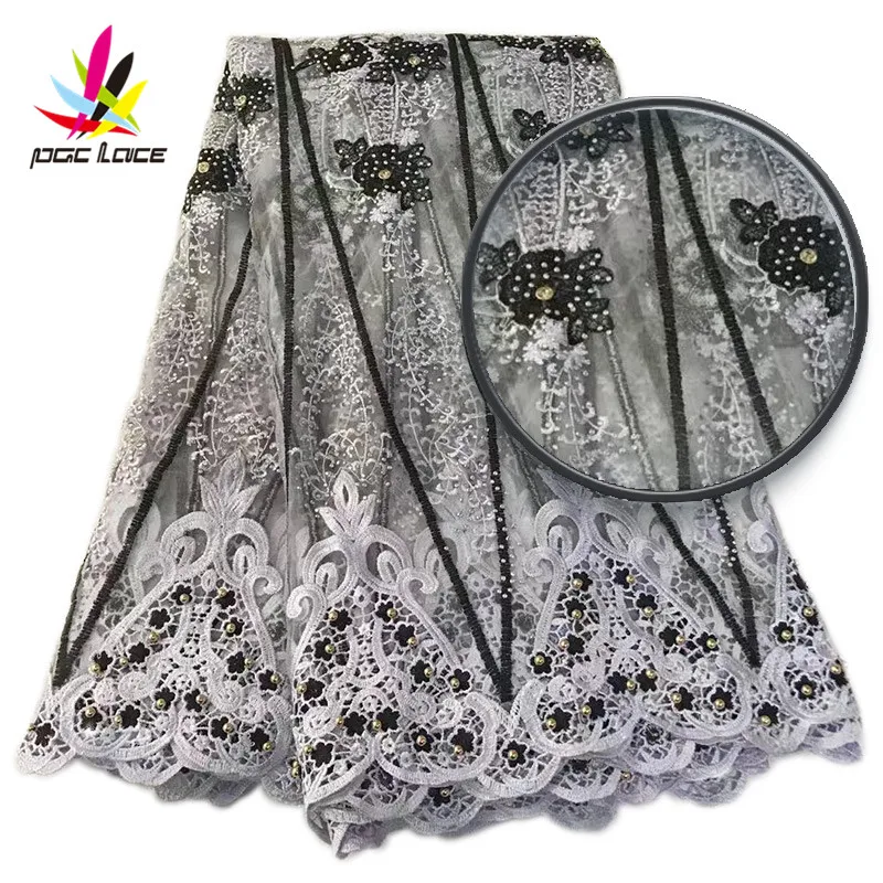 Высокое качество 2017 африканские ткани шнурка с бисером французский чистая