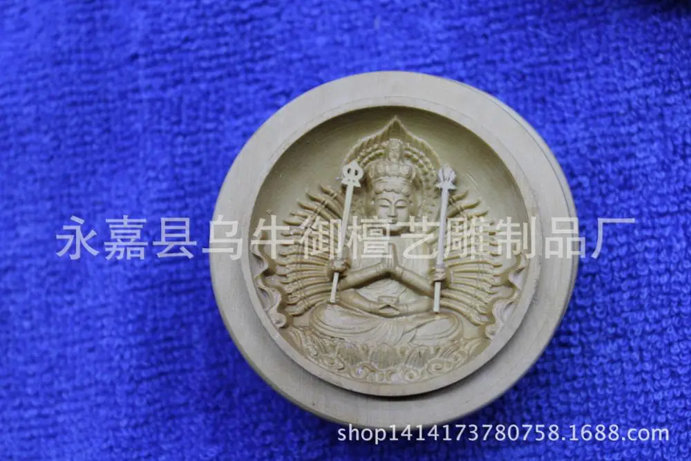 

Buxus резьба по дереву Будда мебель для дома сглаза восемь тысяч Avalokiteshvara бутик покровитель Бодхисаттва