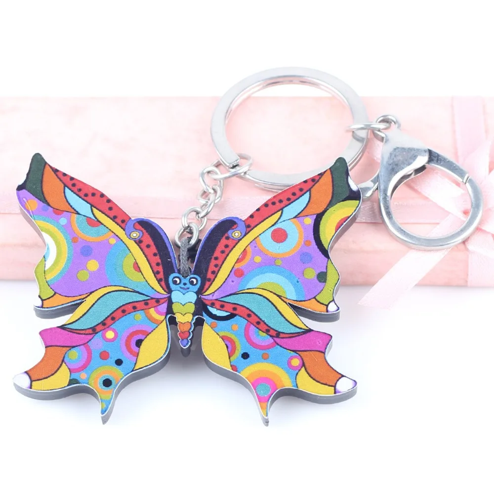 Bonsny 2016 акриловая цепочка для ключей с бабочкой Marvel женщин и девочек декоративная