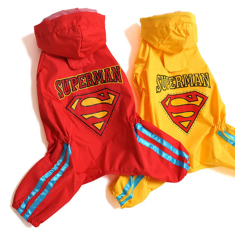 Собака дождевик Водонепроницаемый одежда пальто с капюшоном куртка Супермена
