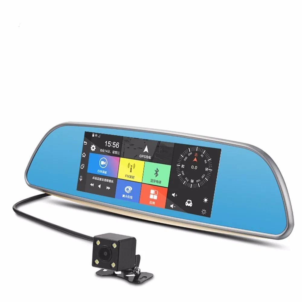 Ecartion 3g " Android автомобильный видеорегистратор зеркало заднего вида gps навигация Bluetooth автомобильная камера парковка двойной объектив FHD 1080P Авто Регистратор