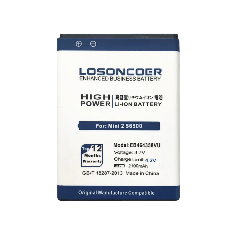 Аккумулятор LOSONCOER 2100 мАч EB464358VU для Samsung Galaxy Y Duos S6102 Mini 2 S6500 S6802 S7508 Ace Plus