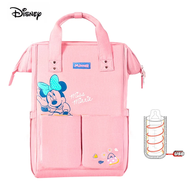 

Disney USB Heater Multifunction Large Capacity Nappy Diaper Backpack Pink Minnie Mickey Mouse Babies Mother Bag Maternity Bag