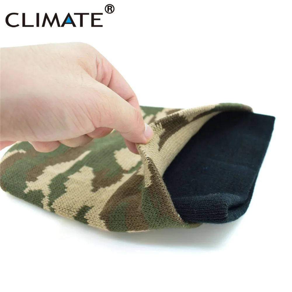 Климата Для мужчин Beanie Camo Камуфляж зима шляпа человек Кепки армии теплая шапочка
