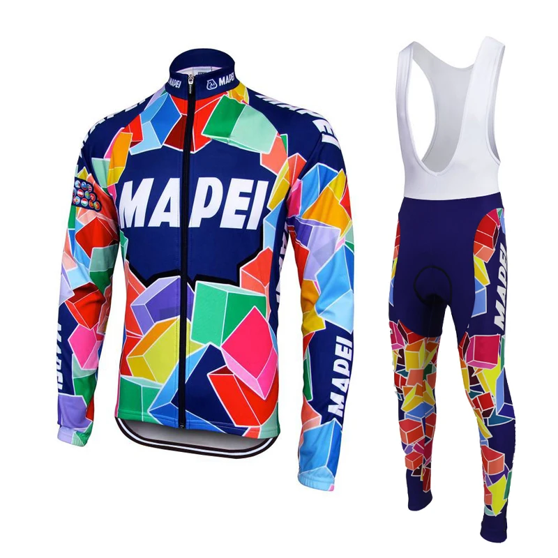 MAPEI велосипедная майка осенняя одежда для велоспорта профессиональная команда рубашка с длинным рукавом ropa ciclismo унисекс дышащий комбинезон костюм - Цвет: bib long set