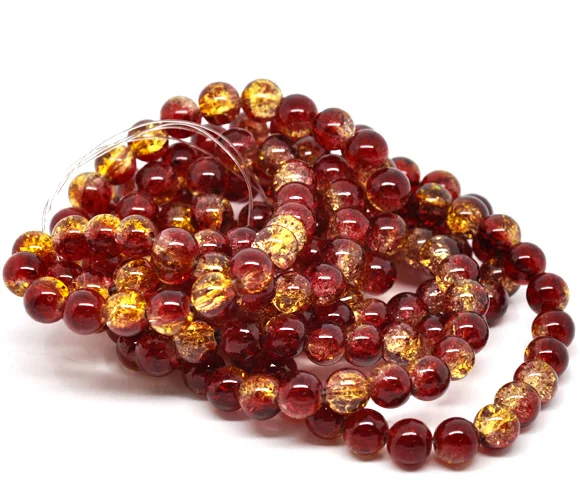 DoreenBeads 2 нити красные и желтые хрустальные бусины 10 мм 80 см(B12250