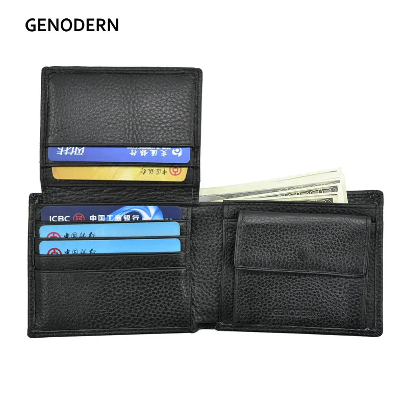 GENODERN 100% натуральная кожа мужские кошельки с маленькое отделение для монет
