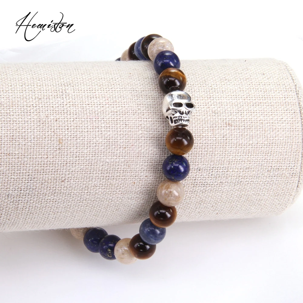 

Thomas Colorful Material Mix Featuring Tiger's Eye Skull Bead Bracelet, Plated Jewelry Rebel Heart Gift for Women TS B377