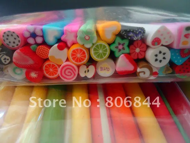 50 шт. наклейки для ногтей полимерные изделий из глины 3D фрукты и цветы в рулонах