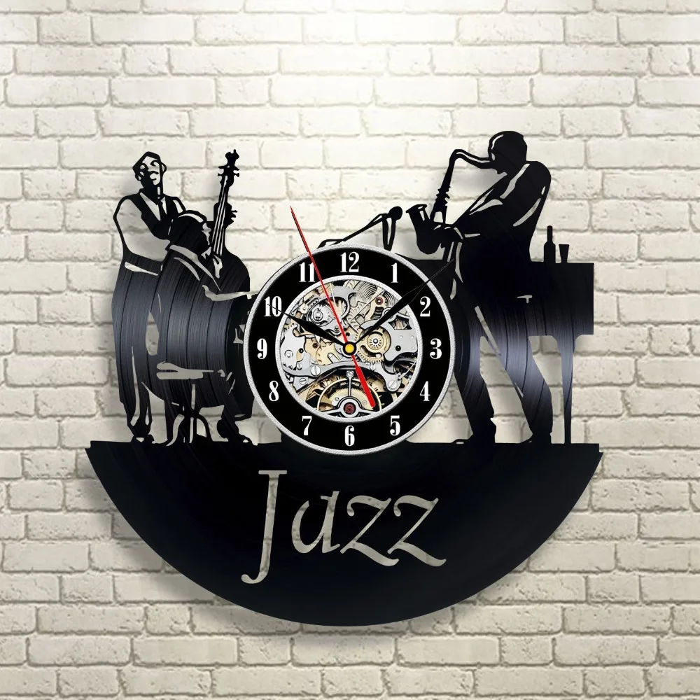Jazz Art Vinyl Wall Clock Gift Room Modern Home Record Vintage Decoration duvar saati | Дом и сад