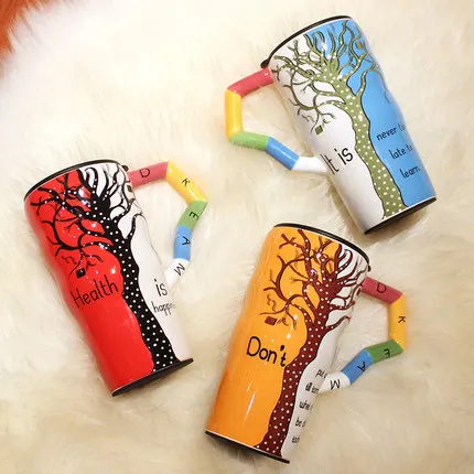 Окрашенная керамическая чашка большая емкость креативная Личная с крышкой и