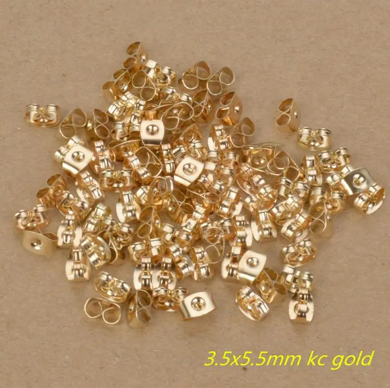 hde3.5x5.5mm kc gold 100 шт хирургические серьги из нержавеющей стали, серьги-бабочки, затычки, тональные серьги, гайки, фиксаторы для ювелирных изделий DIY - Цвет: hde3.5x5.5mm kc gold