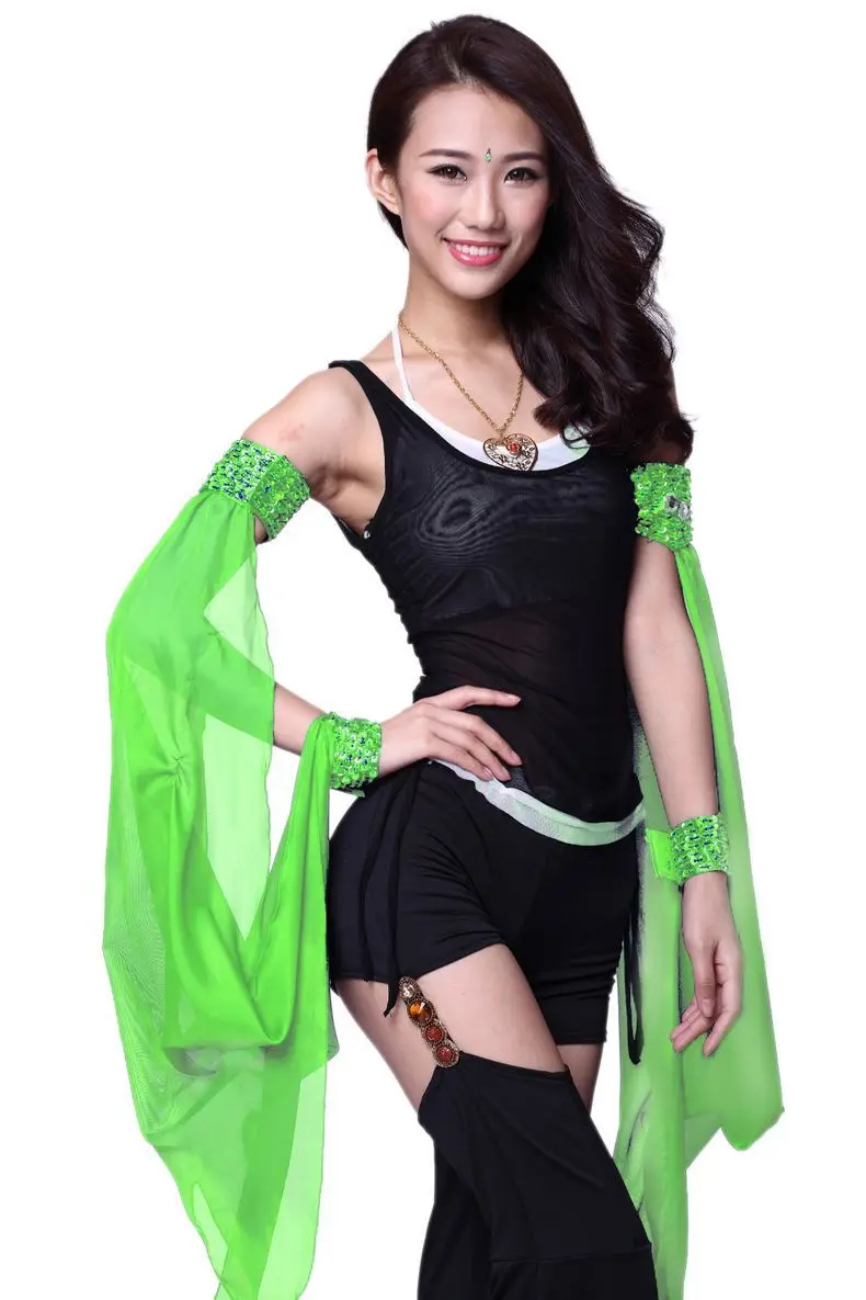 Belly Dance Clothes Lace Sequined Chiffon Sleeves Armband Arm Bicyclic Indian Accessories Sari Bellydance Costume Oriental | Тематическая