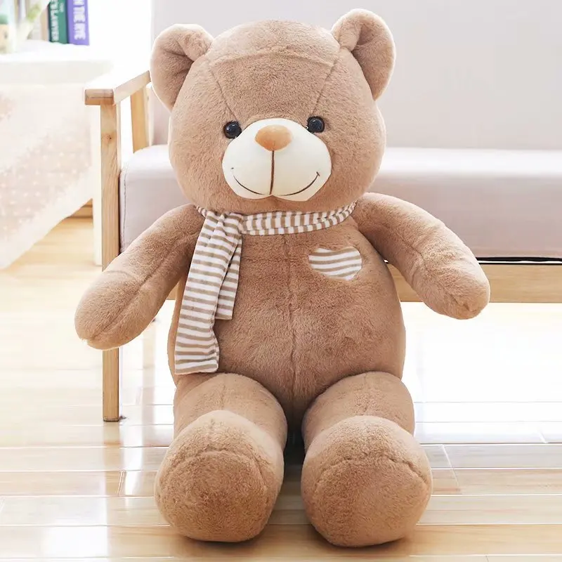 Light brown Шарф мишка тедди плюшевый с сердцем мягкий плюшевый мишка плюшевый Кукла Дети объёмные животные плюшевая игрушка розовый/белый/коричневый/синий - Цвет: Light brown