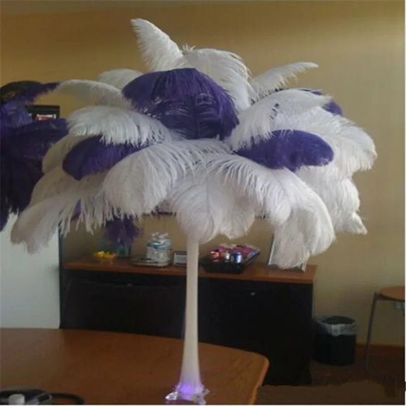 

Wholesale 100pcs/lot Elegant White ostrich feathers 20-25cm for craft wedding party supplies Carnival dancer decoration plumages