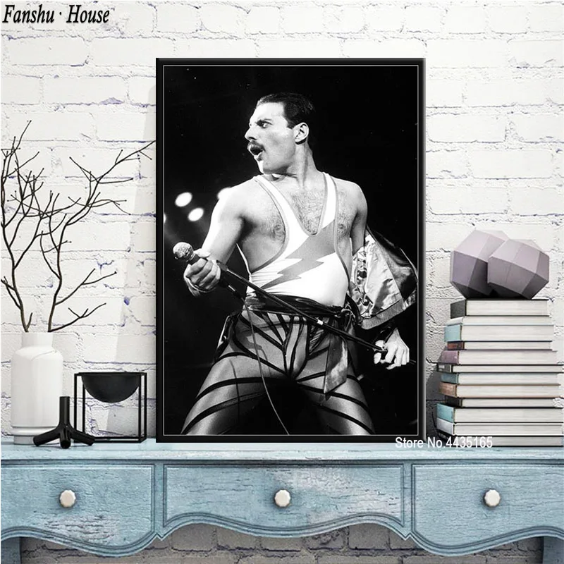 Черный Плакат Freddie Mercury, богемная Рапсодия, Настенная картина, печать на холсте, живопись для гостиной, украшение дома - Цвет: Черный