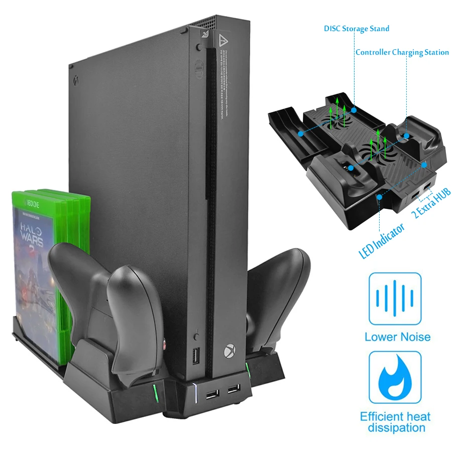Вертикальная подставка Yoteen для Xbox One X Охлаждающие вентиляторы контроллер