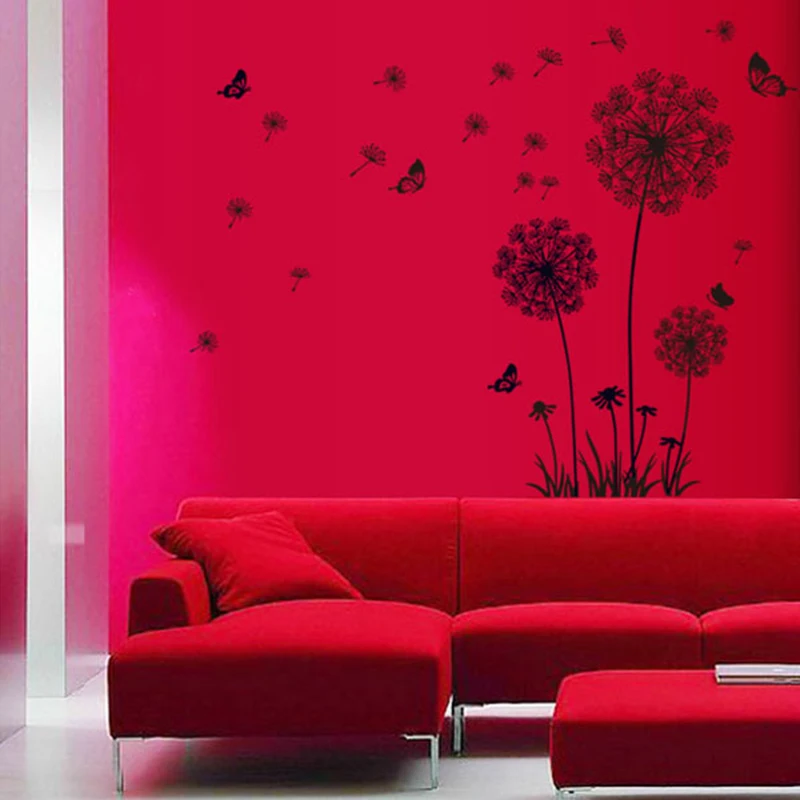 Бабочка Летающая Одуванчик цветок семена большая настенная наклейка для окна
