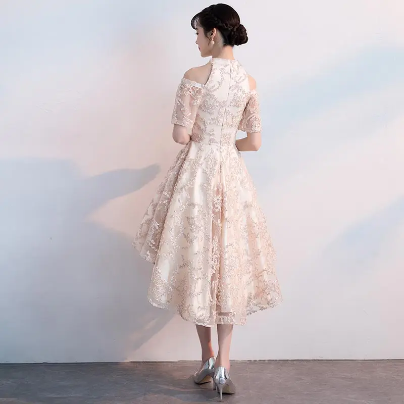 FADISTEE Новое поступление элегантное вечернее платье вечерние платья Vestido de Festa кружевное платье для выпускного вечера платье с высоким воротником и короткими рукавами