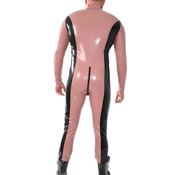

0.6MM Thickness Handmade Latex Catsuit Front Zip Through Back Latex Tight Bodysuit For Men
