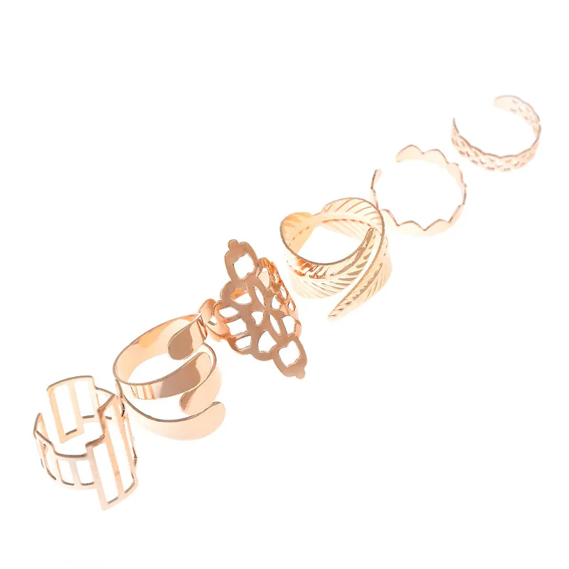 6 шт./компл. золото Цвет модное популярное Стиль Регулируемый Открытое кольцо