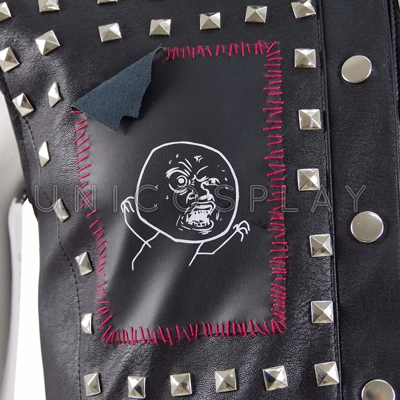 Маска ренча из watch dogs 2 Watch Dogs 2 Wrench Cosplay Vest Black Faux Leather Dedsec Rivet Vests Costume&Mask Badges