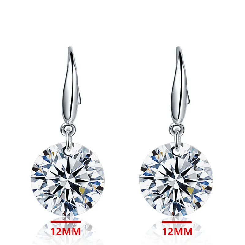 

Luxury Jewelry 925 Sterling Silver Earrings Transparent AAAA Zircon Crystal Earrings Women's Glamour Jewelry Wedding Gifts