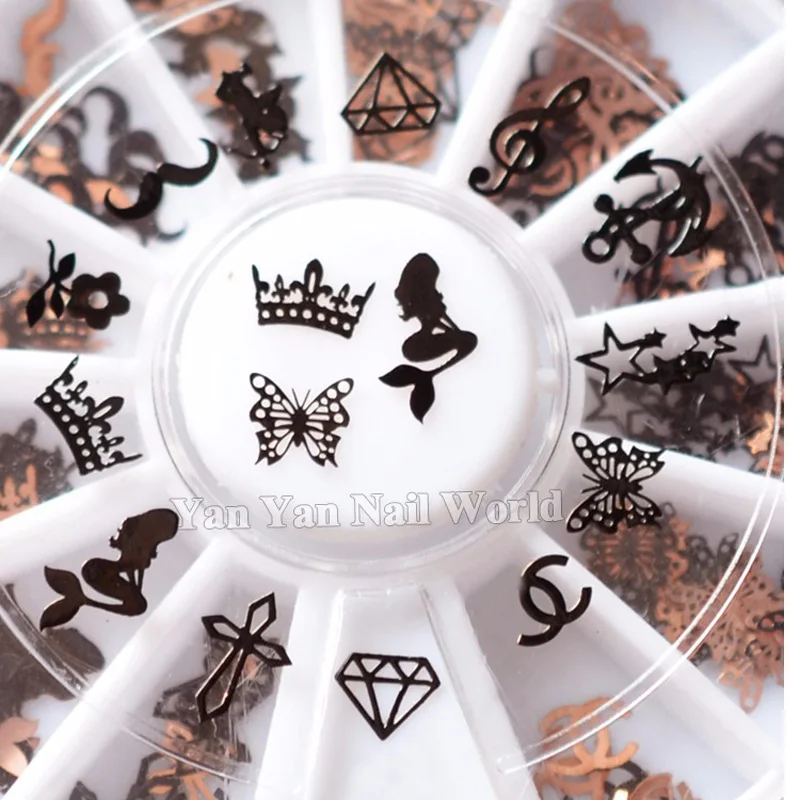 Новый 12 Дизайнов 3d металлические новогодние аксессуары для украшения ногтей