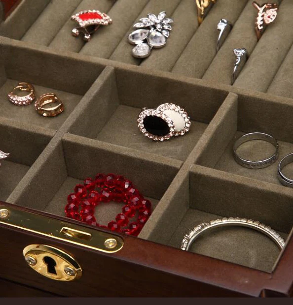 

Limited Real Europe Glossy Organizador Organizer High-grade Solid Wood Jewelry Box With Lock European Style Boxes Storage box