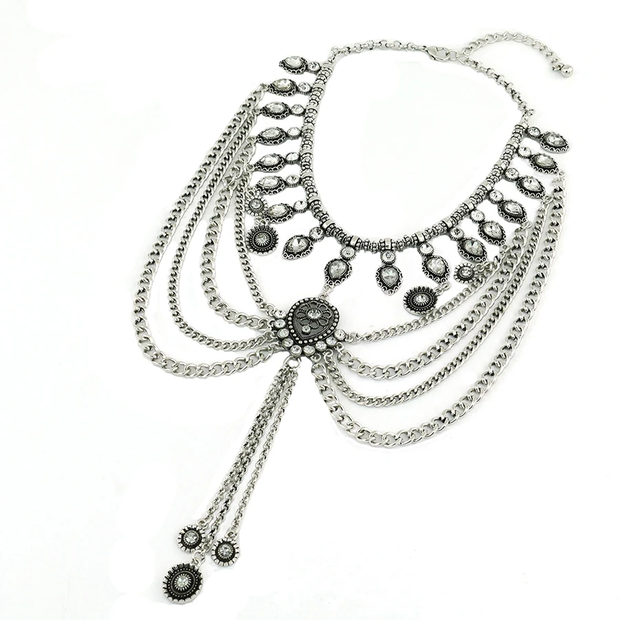 Vintage tassel shape large Crystal glass drops Necklaces &amp Pendants Bohemia style ancient ways maxi necklace jewelry statement |