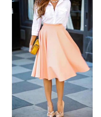 Женские эластичные юбки с высокой талией ярко розовые однотонные Повседневные