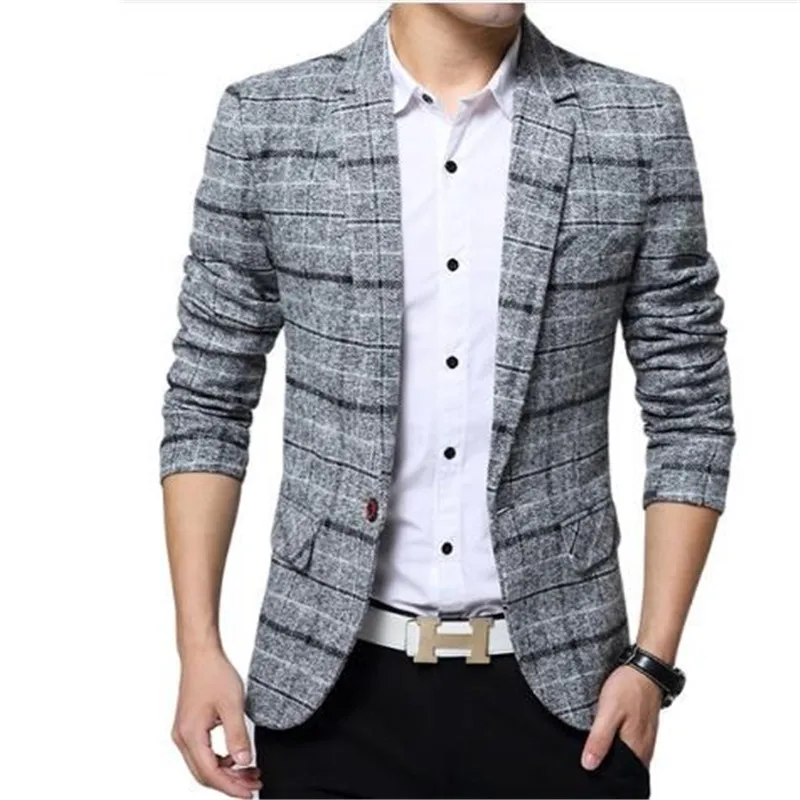 

2018 New Arrival Business mens blazer Casual Blazers Men lattice Formal jacket Popular Design Men Dress Suit Jackets