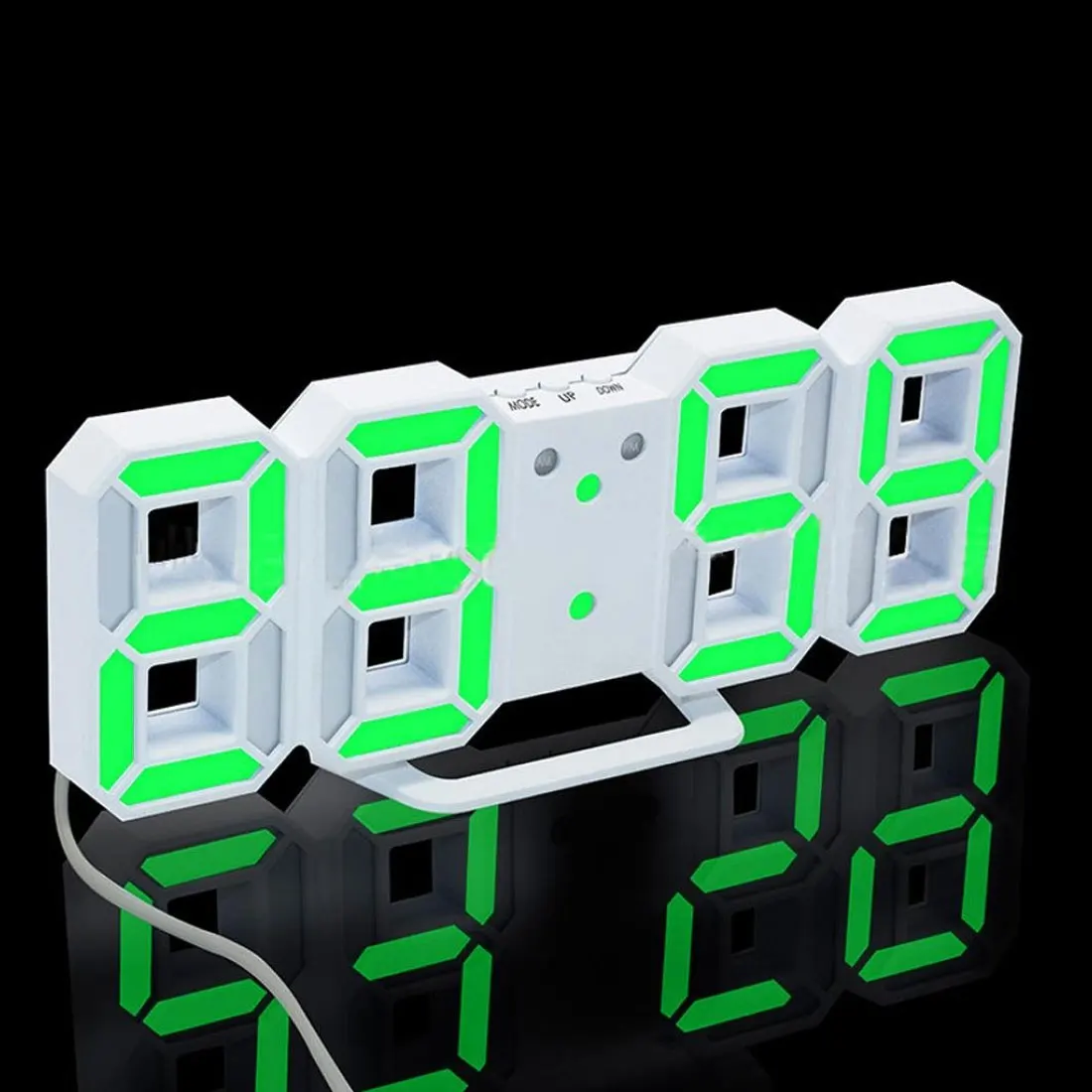 White and Green 3D светодиодный настенные часы современный дизайн цифровые настольные часы будильник ночная часы для украшения дома гостиной - Цвет: White and Green
